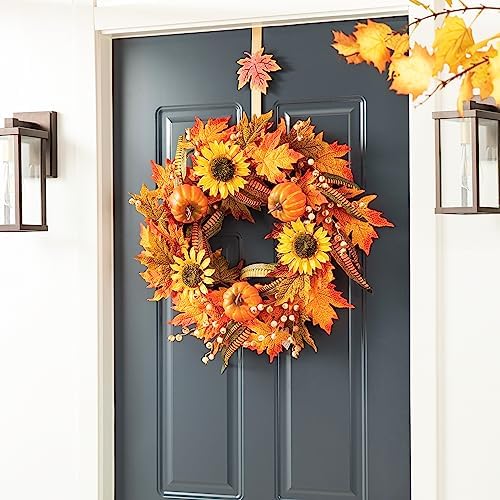 Glitzhome 3 Pack Glitter Acorn Leaf Pumpkin Wreath Hangers