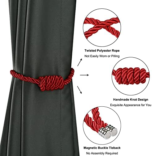 BEL AVENIR Magnetic Curtain Holdbacks 2 Pack Red