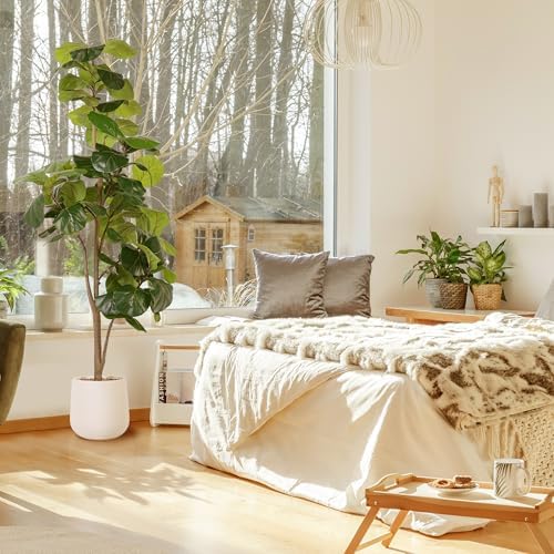 6ft Artificial Fiddle Leaf Fig Tree with White Planter 1