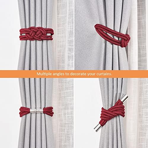 NICEEC 2 Pack Magnetic Curtain Tiebacks Wine Red