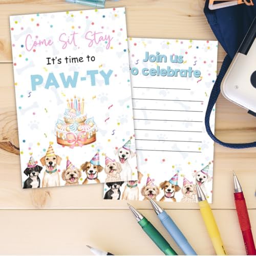 Puppy Dog Birthday Party Invitations 30 Cards