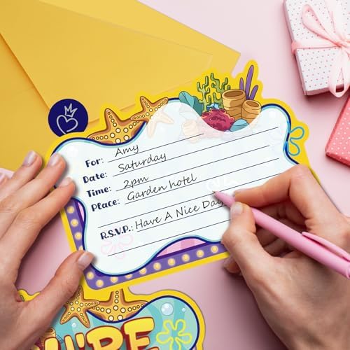 Yellow Birthday Invitations with Sticker Labels 20Pcs Set