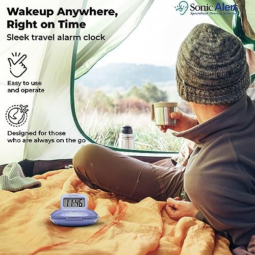 Sonic Alert Digital Alarm Clock - Travel Bed Shaker for Heavy Sleepers