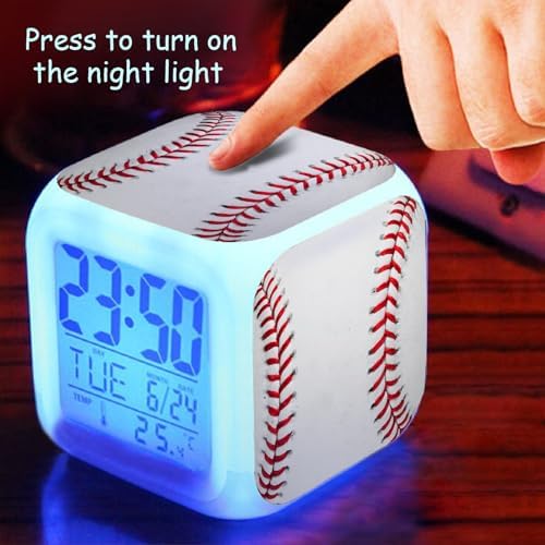 Baseball Alarm Clock with Color Changing Nightlight