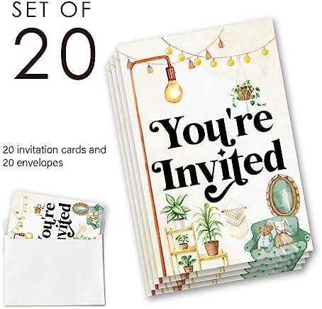 EUDOSI Retro Rustic Housewarming Party Invitation Set of 20 with Envelopes