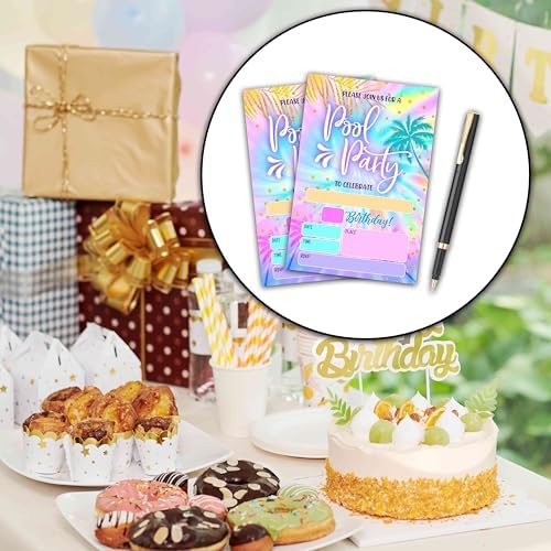Tie Dye Birthday Invites for Kids 20 Cards with Envelopes