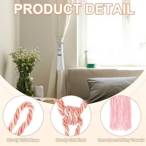 PATIKIL Pink Gourd Shape Curtain Tiebacks 2 Pack