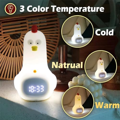 DIYCAM Cute Chicken Alarm Clock Night Light