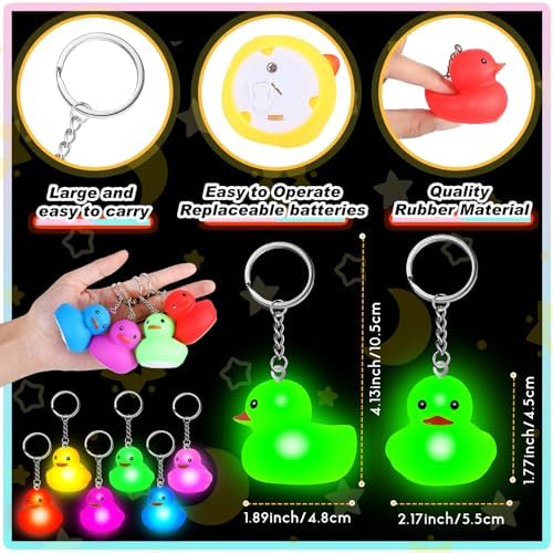 Deekin 48 Piece LED Light Rubber Duck Keychain Set