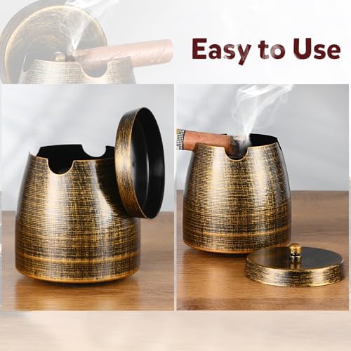 Cigar Ashtray with Lid for Outdoor Patio Use Windproof