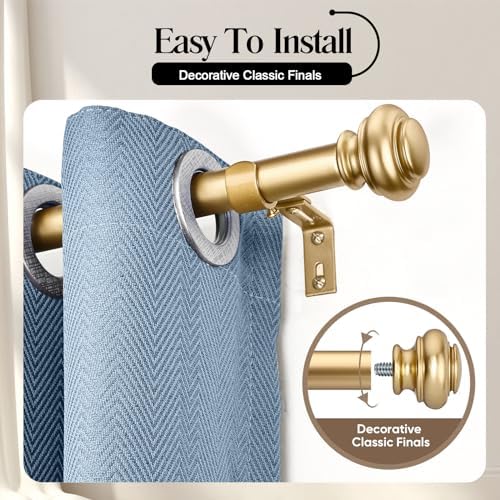 Heavy Duty Curtain Rods 28-88 Inches Gold Finishing Single Rod