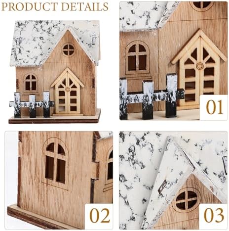 Uonlytech 2pcs Lighted Wooden Christmas Houses