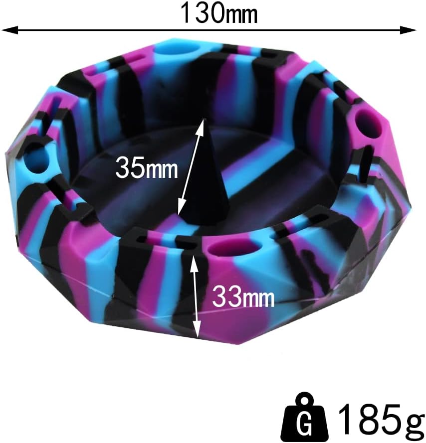 1 Silicone Geometric Ashtray - Black Blue Purple