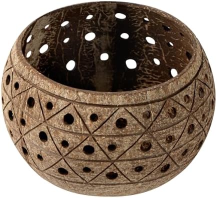 Restaurantware Coco Casa Coconut Shell Candle Holders 4x33 Inch Handcrafted Tan Bowls