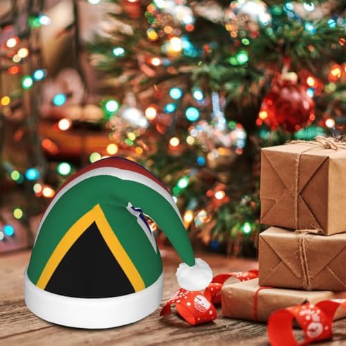 South African Flag Print Christmas Hat with LED Lights