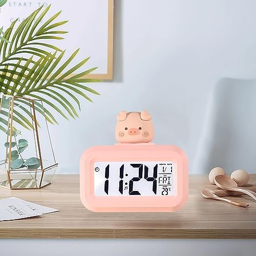 Cyrank Kawaii Alarm Clock for Kids Bedroom Digital Clock with Large Numbers Pink