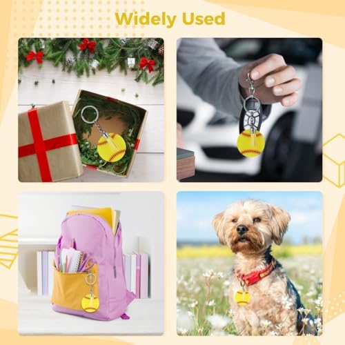 Chewtoyo Baseball Keychain Set with Tassel for Backpack and Party Favors