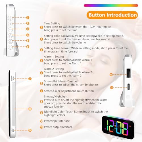 LED Digital Alarm Clock with Night Light and Dual Alarm