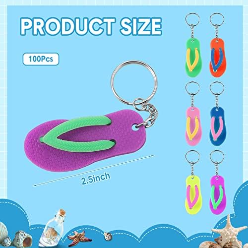 100 Pcs Fun Flip Flop Key Chains for Kids
