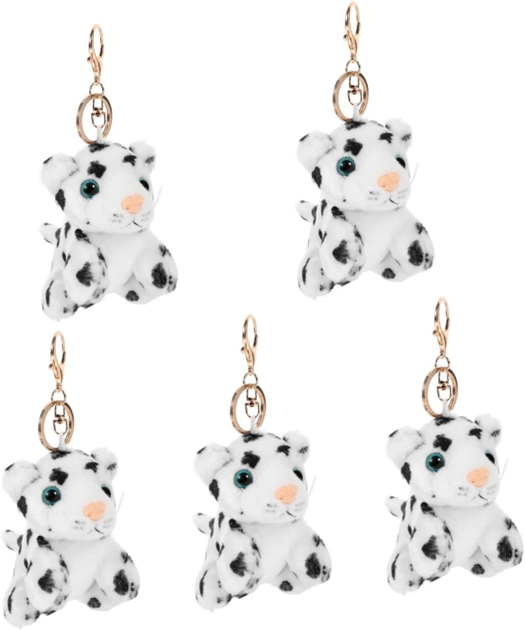 Amosfun 2pcs Plush Keychain Snow Leopard Luggage Pendant