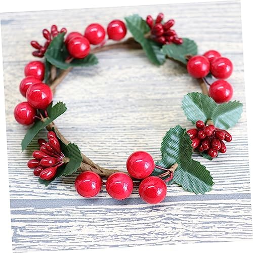 VALICLUD 4pcs Simulated Berry Candle Wreaths Decor for Christmas