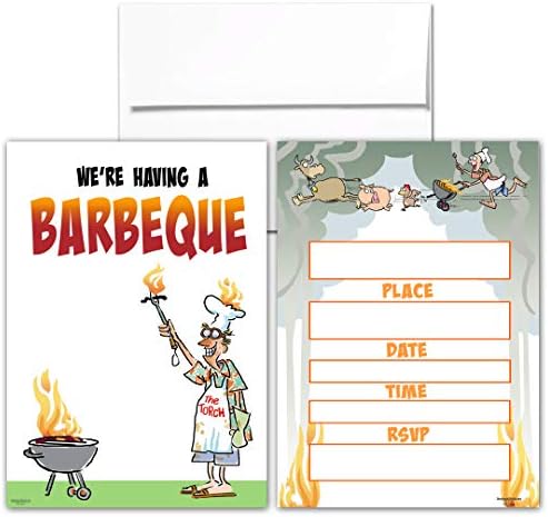 Stonehouse Collection Funny BBQ Invites with Envelopes Set of 25