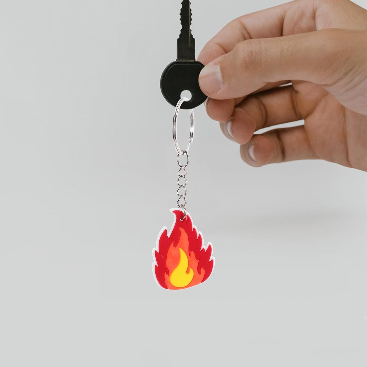 LUOZZY 50 Pcs Flame Fire Keychain Charms