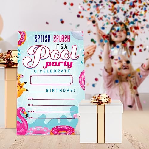 Birthday Invitations Pool Party Set of 20 with Envelopes
