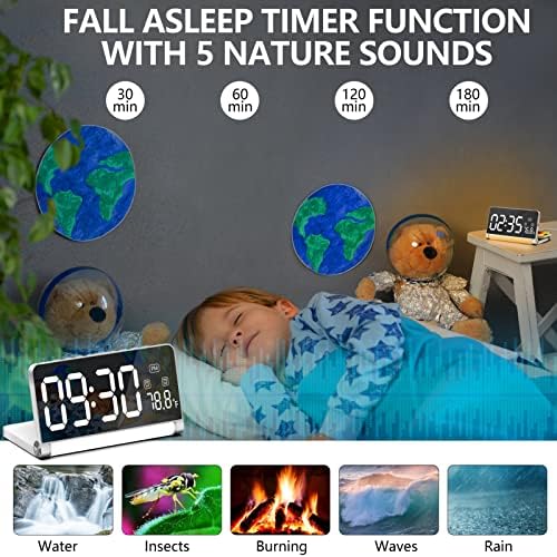 Digital Alarm Clock with Wireless Charging and Night Light for Bedroom