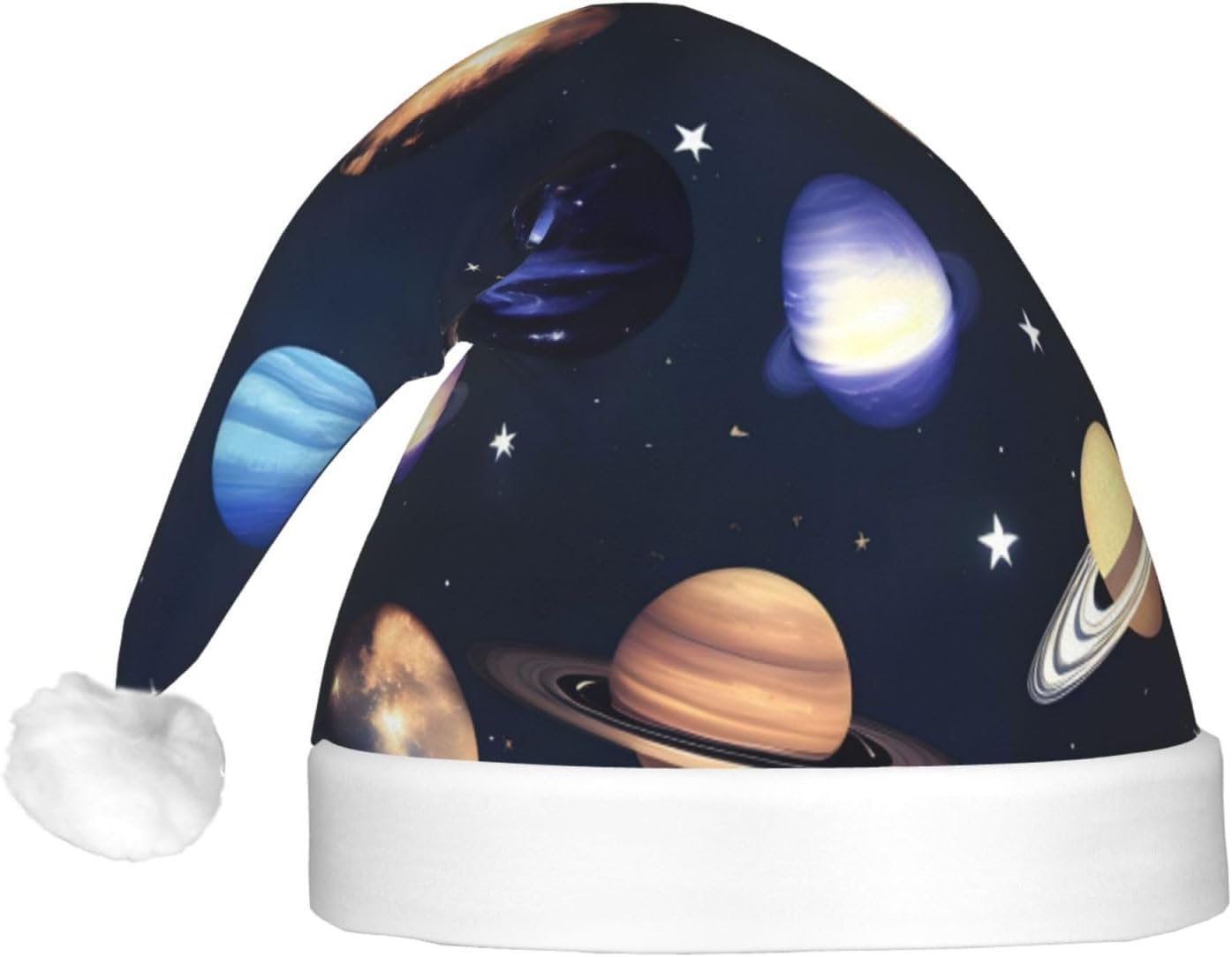 Planets Stars Milky Way Galaxy Print Christmas Hat with LED Light