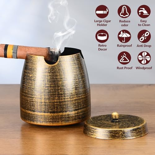 Cigar Ashtray with Lid for Outdoor Patio Use Windproof