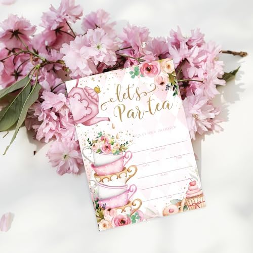 Whaline 25 Pack Tea Party Invitations 5x7 Inch