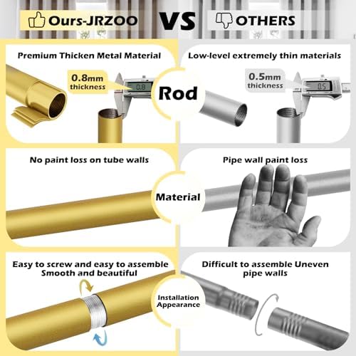 Gold Curtain Rods 18-45 Set with Finials and Brackets