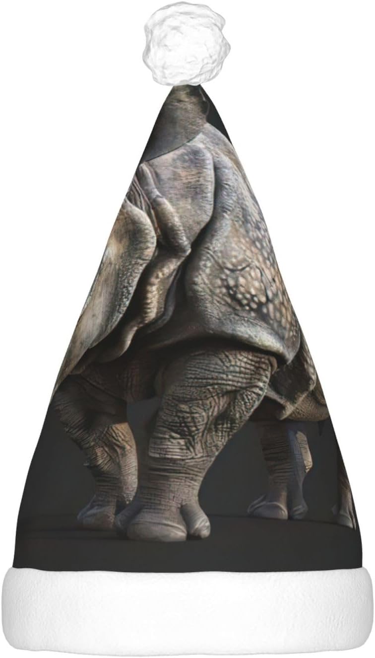 Animal Rhino Print Christmas Hat with LED Lights