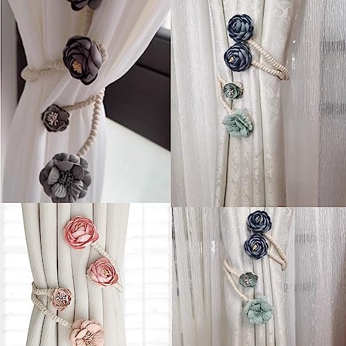 2 Pieces Flexible Curtain Tiebacks with Flower Design