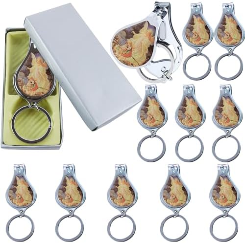 12 Pcs Guardian Angel Keychain with Nail Clipper and Bottle Opener