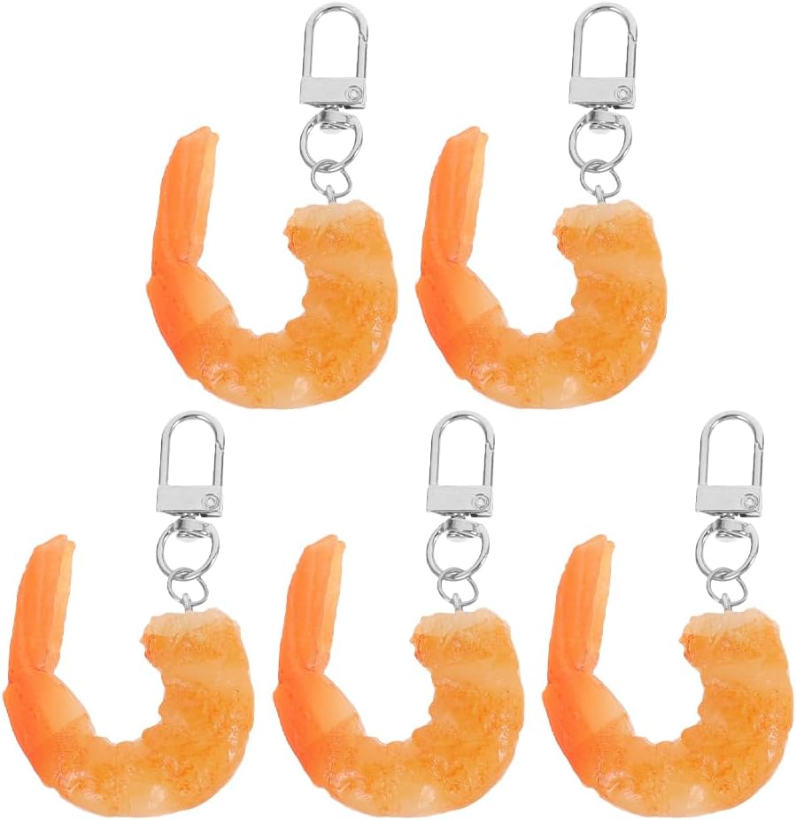 LOGOFUN 15PCS Shrimp Keychains for Bags and Keys