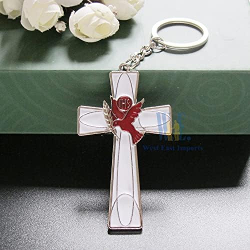 WE 12 Pcs Cross and Dove Key Ring Confirmation Favor