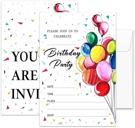 Birthday Invitations Cards for Boys Girls with Envelopes 20 Pcs
