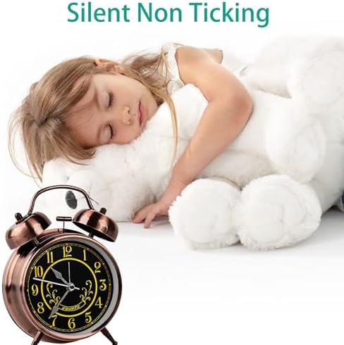 Retro Alarm Clock with Night Light for Kids and Heavy Sleepers