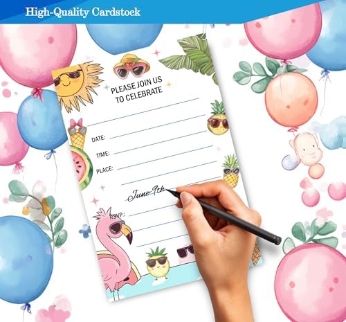 Fablus Pool Party Invitations 4x6 Inches 30 Sets with Envelopes
