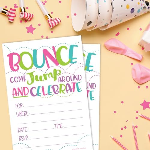 Girl Bounce House Party Invites 20 Count With Envelopes