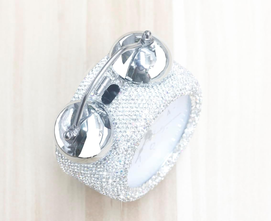 Bling Rhinestone Alarm Clock with Silver Design