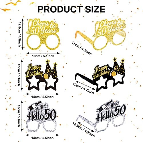 Threan 36 Pcs 50th Birthday Paper Eyeglasses
