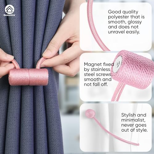 Remunkia Magnetic Curtain Holdbacks 2 Pack - Pink