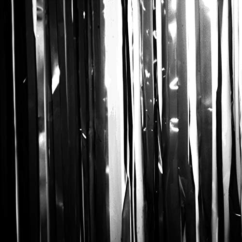 Black Orange Foil Fringe Curtains for Parties