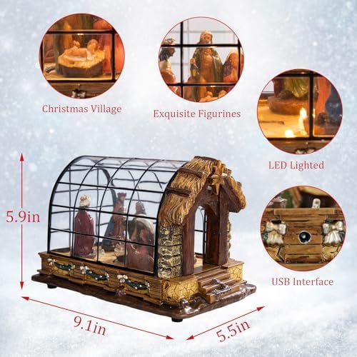 VCUTEKA Christmas Village Collectible Building with LED Lights and Music