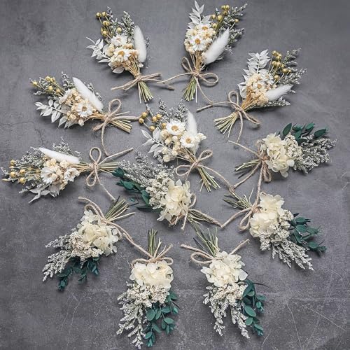 Xins Convey Mini Dried Flower Bouquet Set Pack of 12 Gray