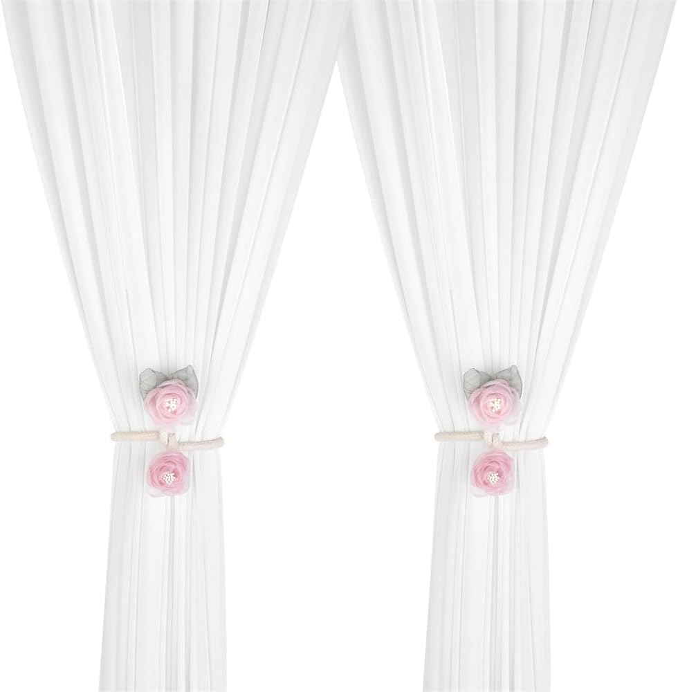 Handmade Artificial Rose Flower Curtain Holdbacks Pink