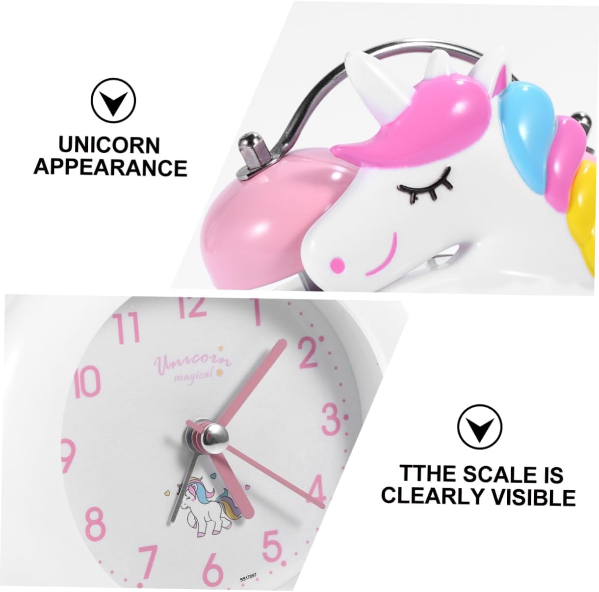 Unicorn Alarm Clock with Bell and Night Light
